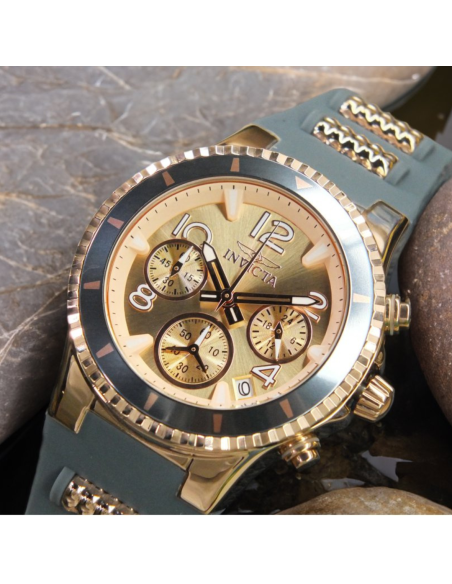 RELOJ INVICTA DE DOS TONOS 24189 CUARZO CON ESFERA ORO ROSA 39MM