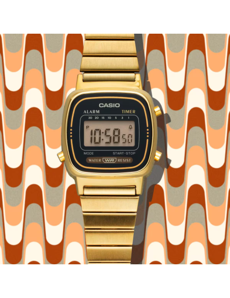 RELOJ CASIO DORADO LA670WGA-1 25MM CUADRADO RETRO