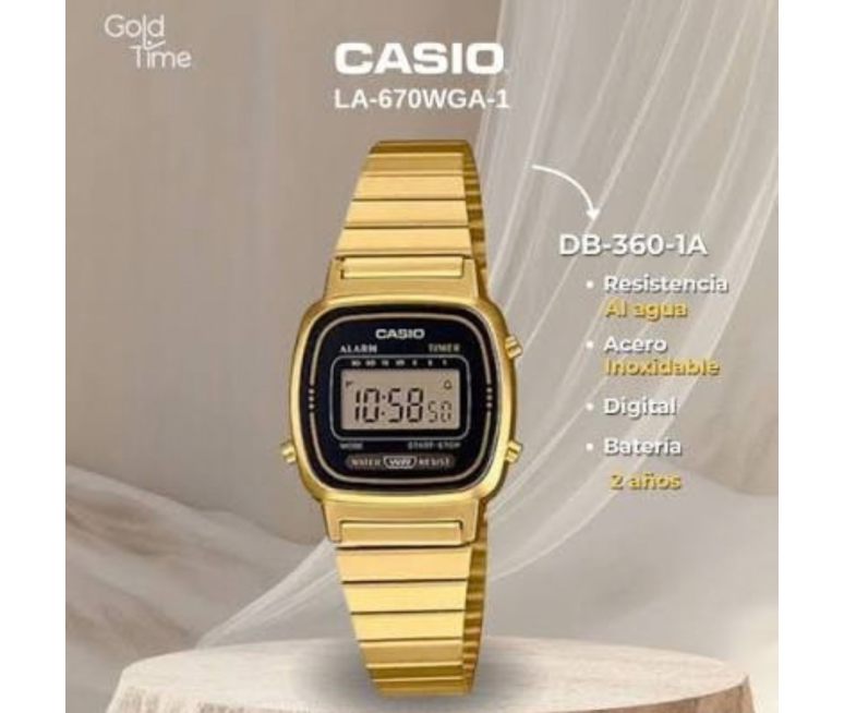 RELOJ CASIO DORADO LA670WGA-1 25MM...