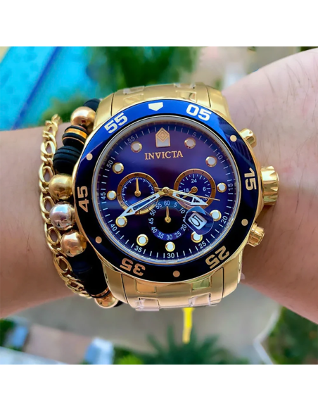 RELOJ PRO INVICTA DIVER 0073 48MM. ACERO INOXIDABLE CHAPADO EN ORO 18K.