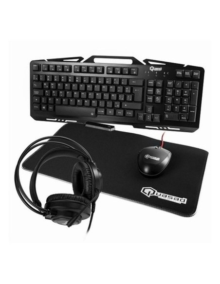 COMBO QUASAD 4 EN 1 TECLADO-MOUSE-AUDIFONOS-ALMOHADILLA RGB BUNDLE