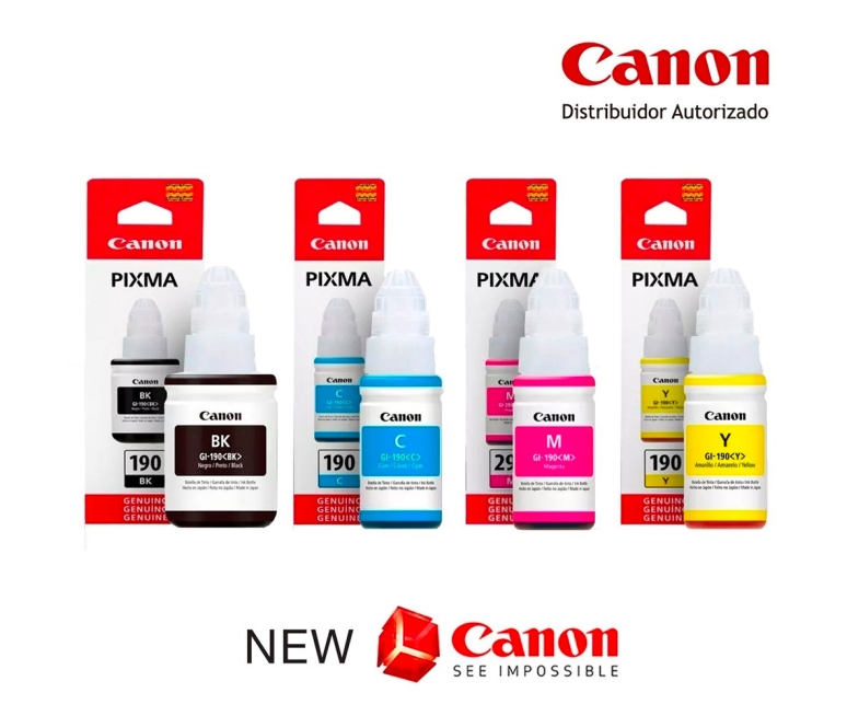 BOTELLA DE TINTA FORMULADA CANON NEGRO, AMARILLO, AZUL, ROJO - UNIDAD