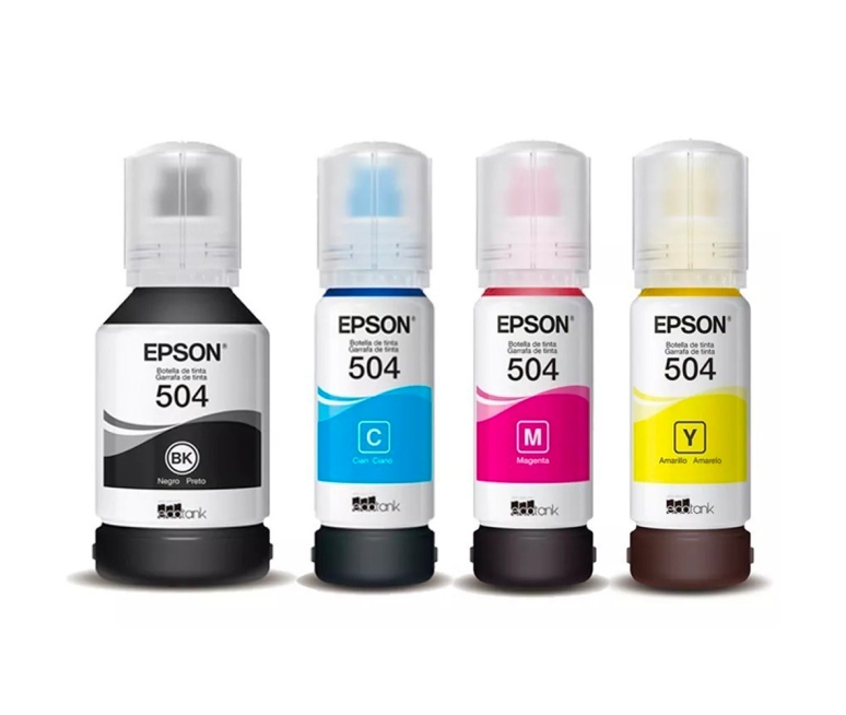 BOTELLA DE TINTA FORMULADA EPSON 504 NEGRO, AMARILLO, AZUL, ROJO - UNIDAD