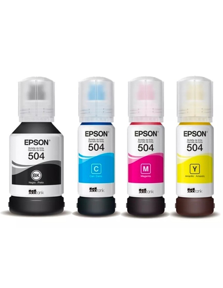 BOTELLA DE TINTA FORMULADA EPSON 504 NEGRO, AMARILLO, AZUL, ROJO - UNIDAD