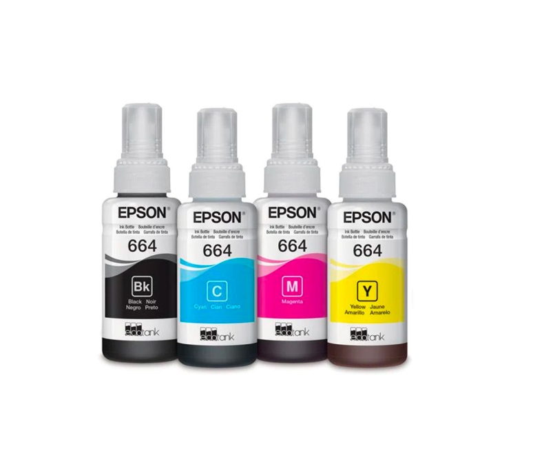 BOTELLA DE TINTA FORMULADA EPSON 664 NEGRO, AMARILLO, AZUL, ROJO - UNIDAD