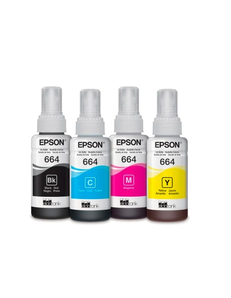 BOTELLA DE TINTA FORMULADA EPSON 664 NEGRO, AMARILLO, AZUL, ROJO - UNIDAD